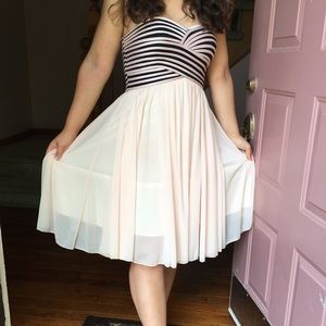 Strapless light pink dress